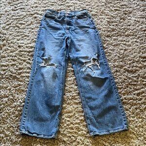 SO High Rise Wide Leg Distressed Jeans Size 1/25W